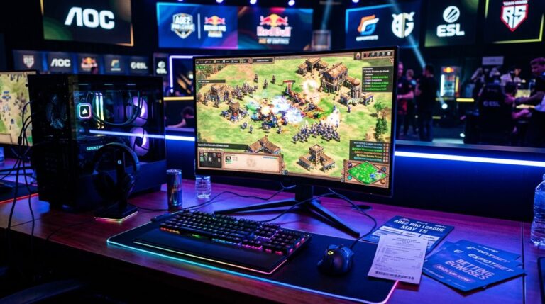 Gaming PC displaying Age of Empires at esports event